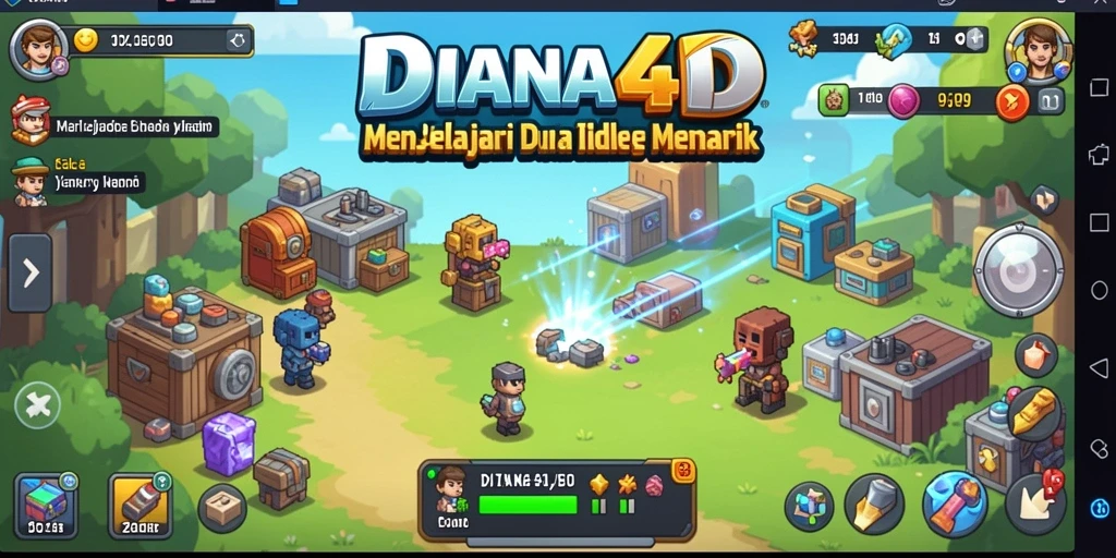 Tangkapan layar gameplay DIANA4D menampilkan karakter beraksi dalam pengumpulan sumber daya.