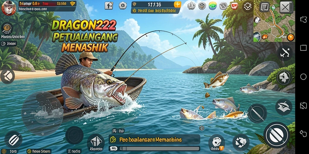 Screenshot gameplay DRAGON222 menampilkan aktivitas memancing yang seru dan menarik.