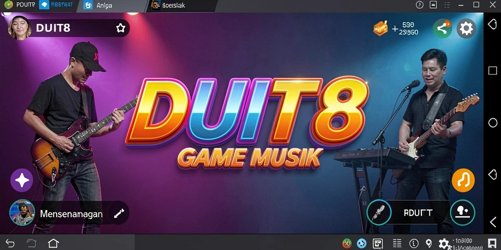 Screenshot gameplay DUIT8 yang penuh dengan musik dan tantangan.