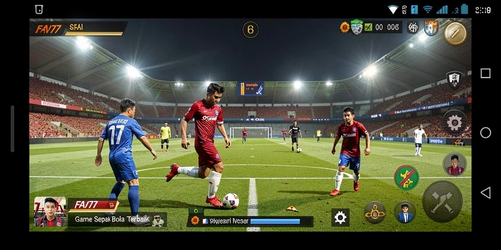 Tampilan gameplay FAV77 yang menegangkan di lapangan sepak bola.