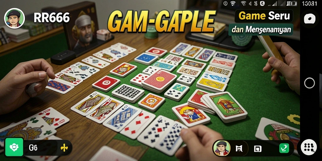 Screenshot gameplay RR666 menampilkan suasana bermain Gaple yang seru.